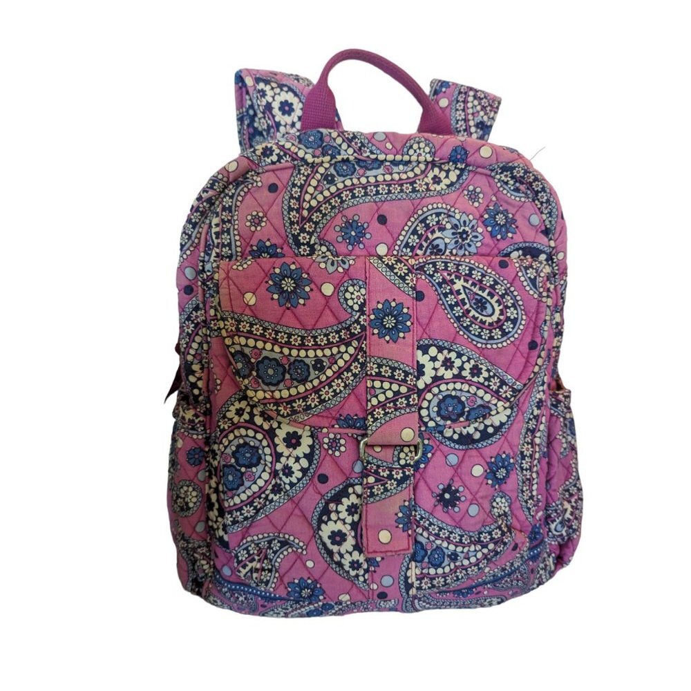 Vera Bradley Backpack Boysenberry Paisley Quilted Pink Blue - Picture 9 of 16